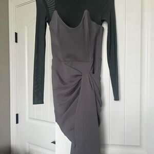 NWT House of CB Gray Long Sleeve Klaudi Dress size XS